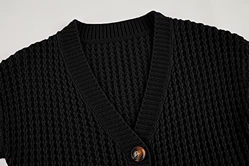 Imily Bela Girls' Black Knit Cardigan with Pockets