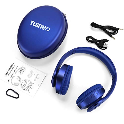 TUINYO Wireless Bluetooth Headphones - Over Ear, 40H Playtime, Deep Bass, Dark Blue
