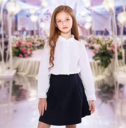 SOLOCOTE White Ruffle Button-Down Blouse - Girls Size 9-10