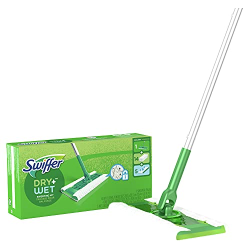 Swiffer Sweeper 2-in-1 Mops - Dry and Wet Cleaning, Starter Kit with 19 Refills