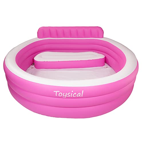 Toysical Round Inflatable Pool with Backrest and Bench