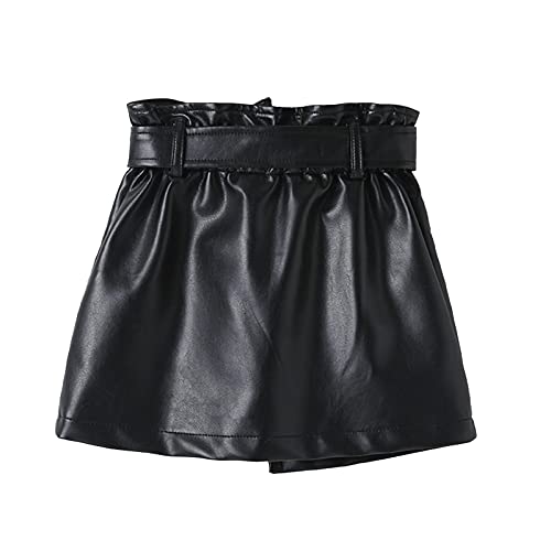 WASAIGOOD Toddler Girls Irregular PU Leather Skirt