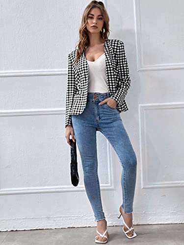 Milumia Women's Gingham Plaid Blazer Jacket
