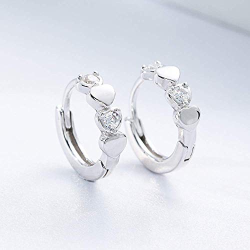 CZ Love Heart Sleeper Hoop Earrings for Women