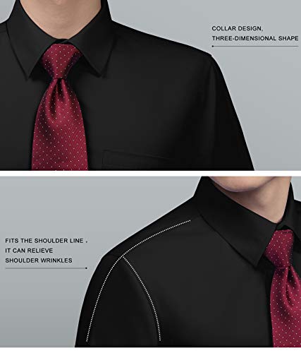 HISDERN Men's Plaid Collar Business Shirt