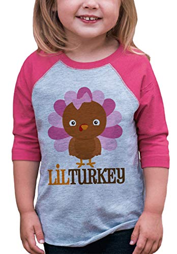 Little Turkey Thanksgiving Raglan (Baby Girl, 3T)