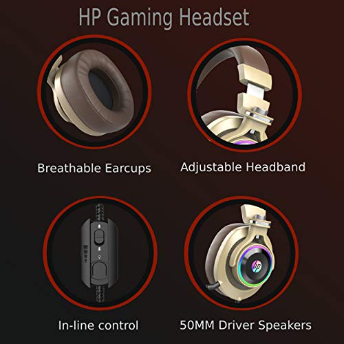 HP USB PC Gaming Headset with Microphone. 7.1 Surround Sound, RGB LED Lighting