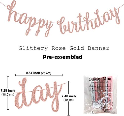 Pink Rose Gold Birthday Party Decorations Set, Rose Gold Glittery Happy Birthday banner, Tissue Paper Pom, Circle Dots Garland and Tassel Garland for Birthday Party Decorations