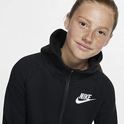 Nike Girl's Black and White Full Zip Hoodie