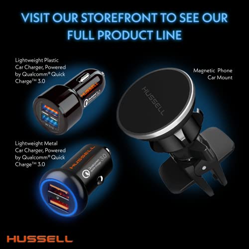 Mini Fast Charge Car Charger - Hussell Aluminum Dual USB Port Adapter for iPhone and Galaxy