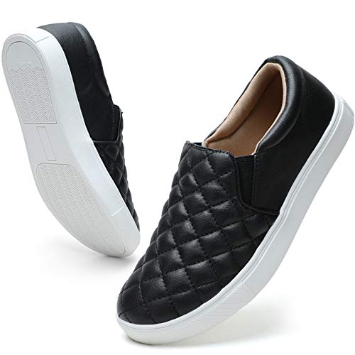Quilted Slip On Sneakers - Black, Size 7.5