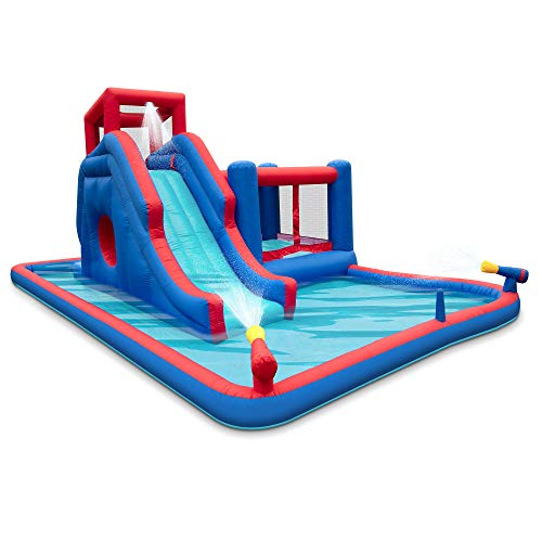 Deluxe Inflatable Water Slide Park: Outdoor Fun with Climbing Wall, Slide, Bouncer & Splash Pool
