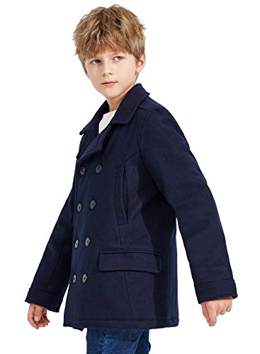 SOLOCOTE Boys' Double Breasted Pea Coat