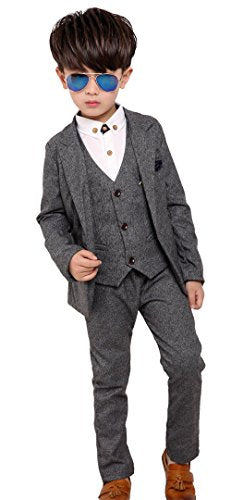 Fengchengjize Boys' Gray Prom Suit Set, Size 4T