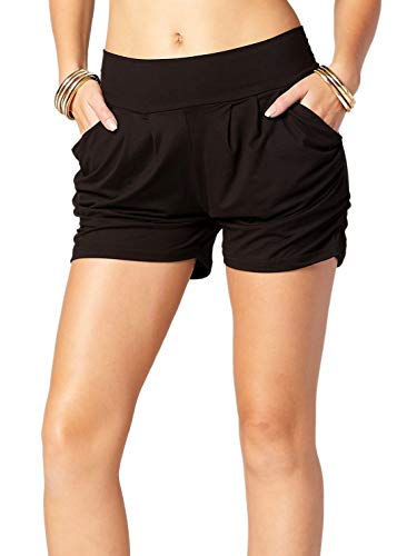 Harem Shorts with Pockets (Black, L-XL)