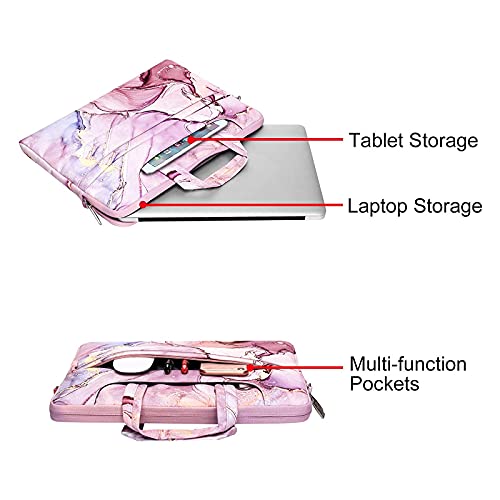MOSISO Laptop Shoulder Bag Compatible with MacBook Pro 16 inch 2021 M1 Pro/Max A2485/2019-2020 A2141/Pro 15 A1398 & 15-15.6 inch Notebook,Polyester Briefcase Sleeve with Trolley Belt Marble MO-MBH216