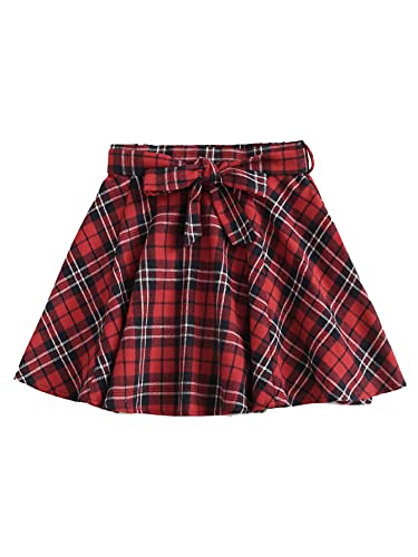 SOLY HUX Girl's Plaid High Waist Flared Mini Skater Skirt