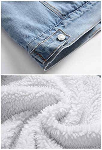 LZLER Men's Fleece Jean Jacket Winter Cotton Sherpa Lined Denim Trucker Jacket(805lightBlue,L)