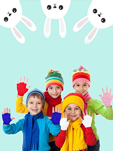 3 Pairs Kids Fingerless Mittens Convertible Flip Top Gloves Children for boys girls