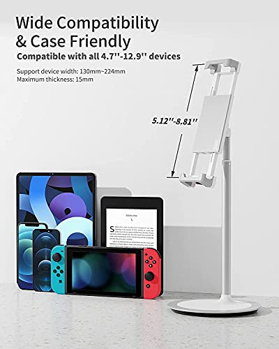 SAIJI Height Adjustable Tablet Stand Holder with 360° Rotation - Silver