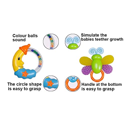 Babies Teethers Toys, 8pcs Grab Shaker Early Educational Gift Set for Newborns and Infants