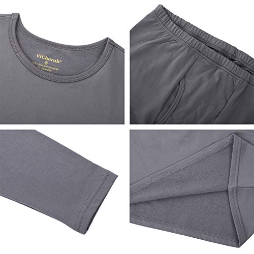 Men's Fleece Lined Thermal Underwear Set (Top & Bottom, 2 Sets, Large)