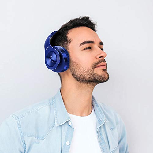 TUINYO Wireless Bluetooth Headphones - Over Ear, 40H Playtime, Deep Bass, Dark Blue