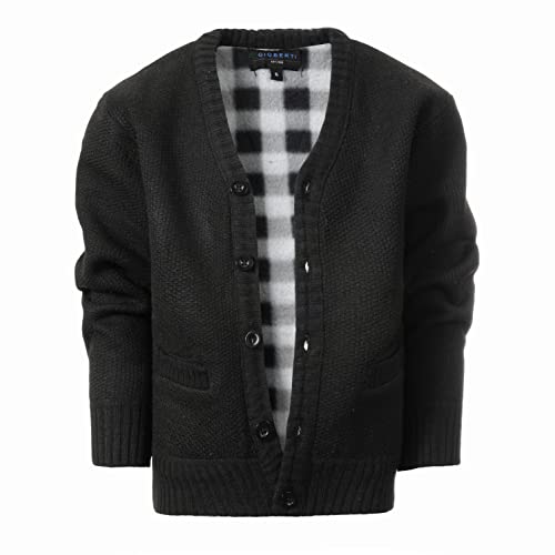 Gioberti Kids' Cardigan Sweater with Flannel Lining, Black