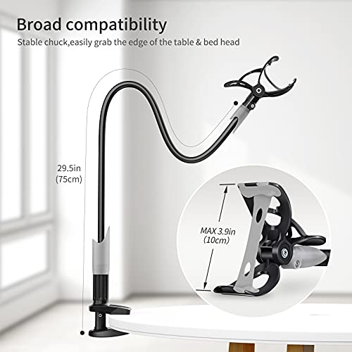 SAIJI Gooseneck Bed Phone Holder with Clip Bracket Clamp