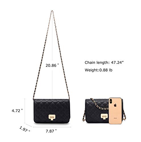 Quilted Leather Crossbody Purse with Chain Strap
