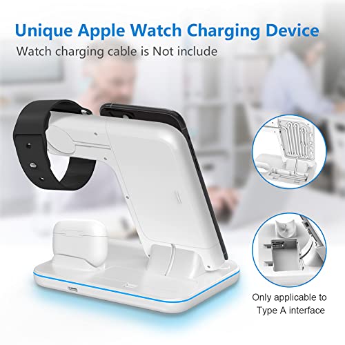 WAITIEE Wireless Charger 3 in 1, 15W Fast Charging Station for Apple iWatch,AirPods Pro, Compatible with iPhone