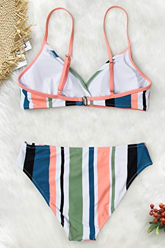 CUPSHE Striped Back Hook Bikini Swimsuit
