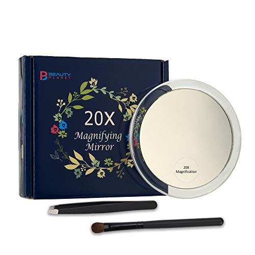 20x Magnifying Mirror with Suction Cups and Accessories