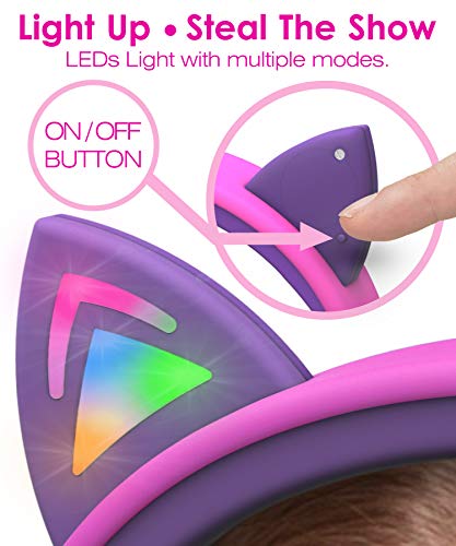 FosPower Kids LED Cat Ear Headphones
