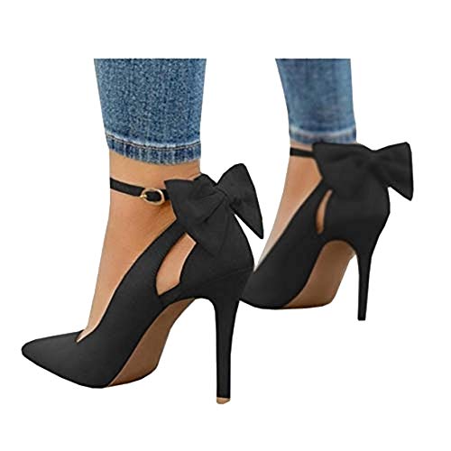 Bowtie High Heel Pumps - Ankle Buckle Strap