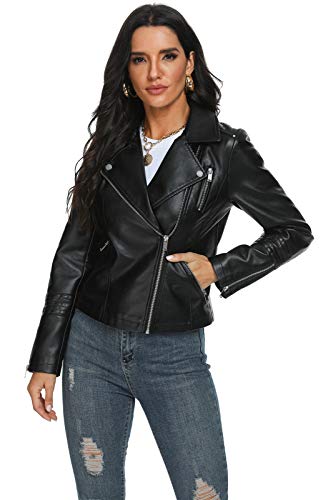 Fahsyee Faux Leather Moto Biker Jacket