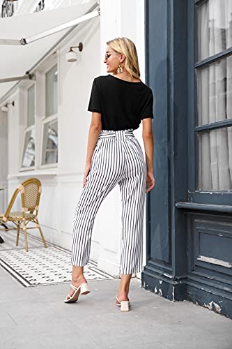 GRACE KARIN Women's Striped Casual Cropped Pants