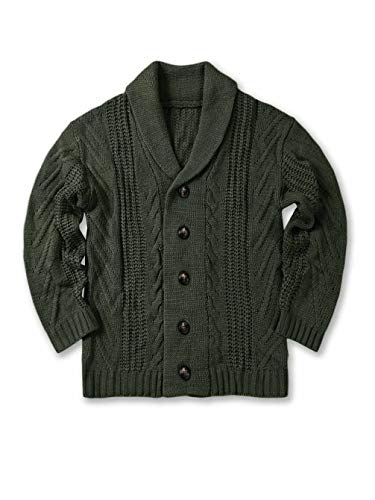 Men's Cable Knit Cardigan in Army Green