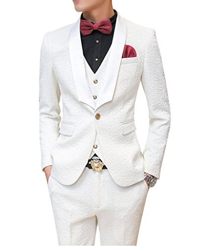 Casual White Skinny 3 Piece Men's Suit