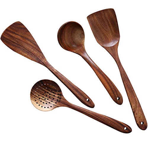 NAYAHOSE Natural Teak Wood Kitchen Utensils