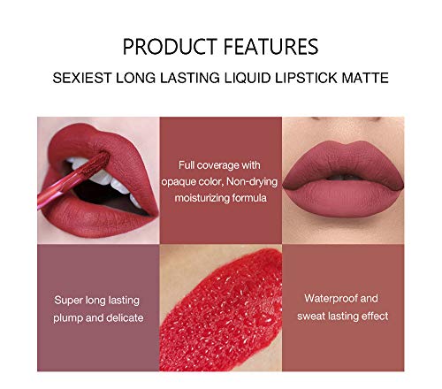 Matte Liquid Lipstick Set, 6pcs