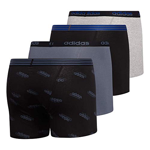 Men's Core Stretch Cotton Trunk Underwear (4-Pack, Black/Grey/Royal, Medium)