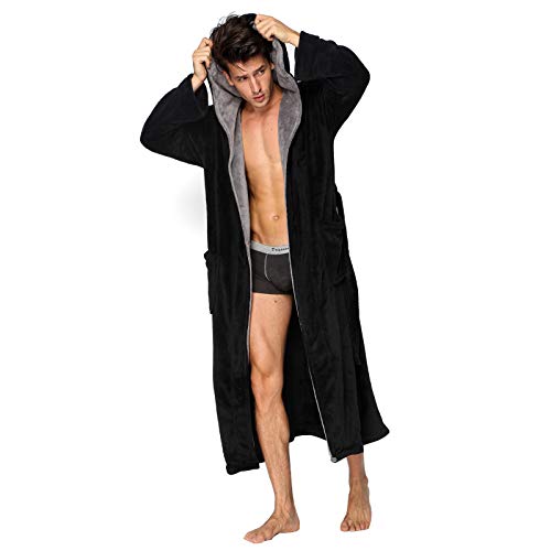 Hooded Black Men's Bathrobe