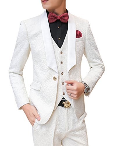 Casual White Skinny 3 Piece Men's Suit