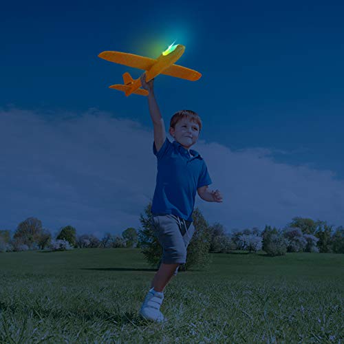 LED Light Airplane - Large Throwing Foam Plane for Kids Outdoor Play-2-Pack