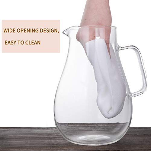 HIWARE 64 oz Glass Pitcher with Stainless Steel Lid, Cleaning Brush Included