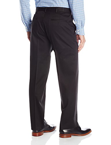 Haggar Men's Classic Fit Flat-Front Hidden Expandable Waistband Premium No Iron Khaki, 44W x 30L - Black