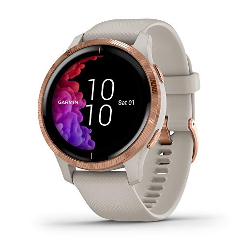 Garmin Venu GPS Smartwatch - Rose Gold/Tan