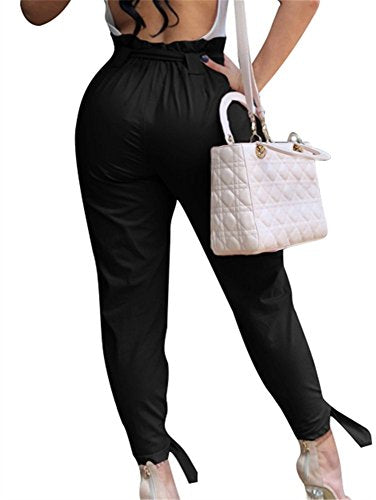Ruffle Bow Tie Work Trousers