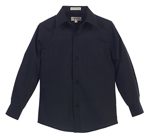 Gioberti Boys' Long Sleeve Dress Shirt, Black, 14